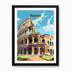 Rome Italy Colosseum Modern Travel Art Art Print