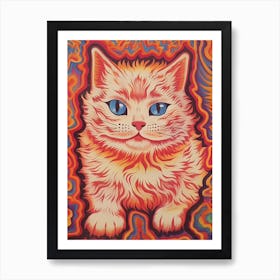 Louis Wain, Kaleidoscope Cat Pink And Orange 1 Art Print