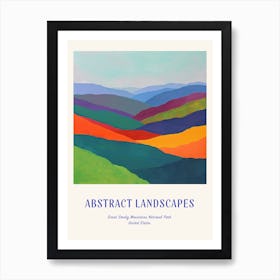 Colourful Abstract Great Smoky Mountains National Park Usa 1 Poster Blue Art Print
