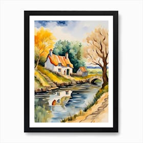 Riverside Cottage Art Print