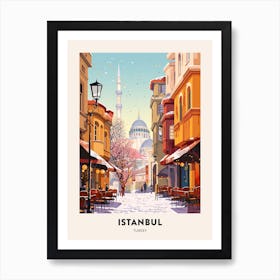 Vintage Winter Travel Poster Istanbul Turkey 3 Art Print