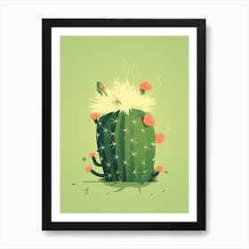 Hedgehog Cactus Illustration 4 Art Print