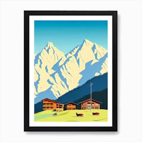 Alta Badia, Italy Midcentury Vintage Skiing Poster Art Print