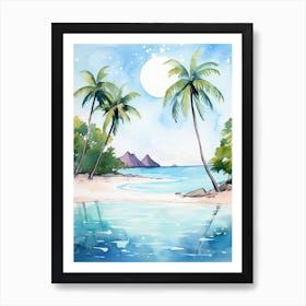 Watercolour Of Lanikai Beach   Oahu Hawaii Usa 0 Art Print