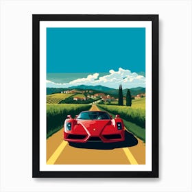 A Ferrari Enzo In The Tuscany Italy Illustration 2 Poster