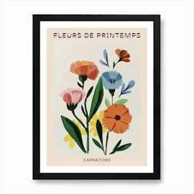 Spring Floral French Poster  Carnations 6 Art Print