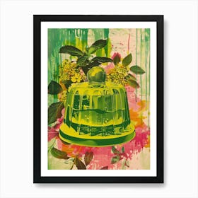 Fruity Lime Green Jelly Retro Collage 3 Art Print