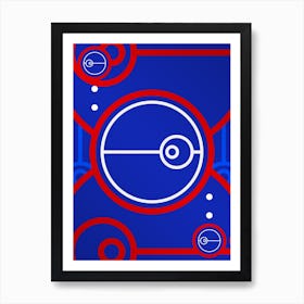 Geometric Abstract Glyph in White on Red and Blue Array n.0018 Art Print