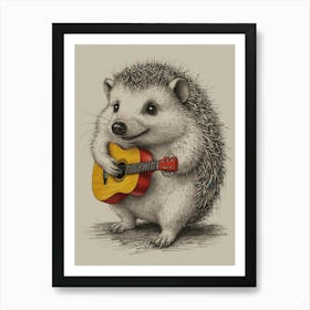 Hedgehog Playing Guitar 11 Art Print