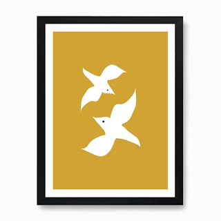 Love Birds in Mustard Art Print