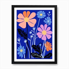 Blue Flower Illustration Cosmos 2 Art Print