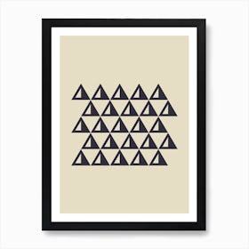 Modern Minimalist Black and Off-White Cream Geometric Triangle Shapes Art Print