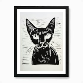 Tonkinese Cat Linocut Blockprint 2 Art Print