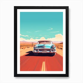 A Hammer Car In Route 66 Flat Illustration 2 Art Print