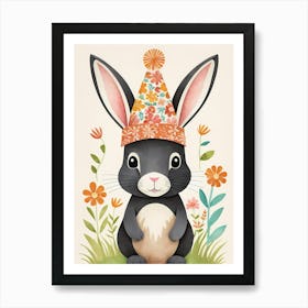 Floral Cute Baby Rabbit Bunny Nursery (13) Art Print