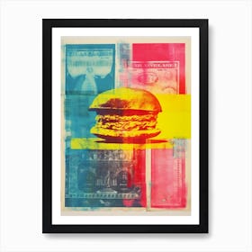 Retro Burger Risograph Inspired 2 Art Print