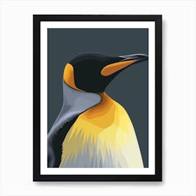 King Penguin Gold Harbour Minimalist Illustration 3 Art Print