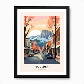 Vintage Winter Travel Poster Boulder Colorado 1 Art Print
