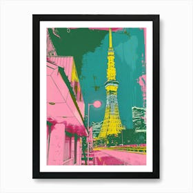 Tokyo Tower Duotone Silkscreen 2 Art Print