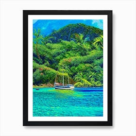 Providencia Island Colombia Pointillism Style Tropical Destination Art Print