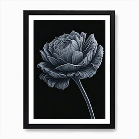 A Carnation In Black White Line Art Vertical Composition 62 Art Print