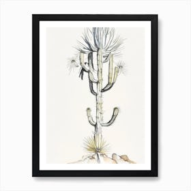 Silver Torch Joshua Tree Minimilist Watercolour  (1) Art Print