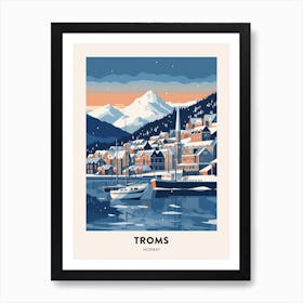 Winter Night  Travel Poster Troms Norway 1 Art Print