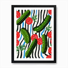 Cucumbers Summer Illustration 1 Art Print