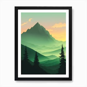 Misty Mountains Vertical Composition In Green Tone 200 Art Print