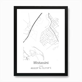 Mistassini,Canada Minimalist Map Art Print