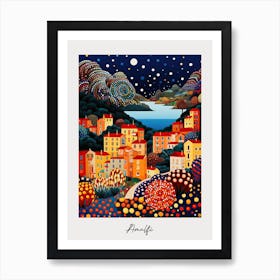 Poster Of Amalfi, Italy, Illustration In The Style Of Pop Art 1 Art Print