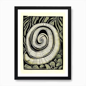 Garden Snail  Yellow Linocut Art Print