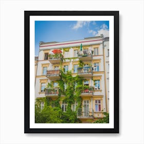 Apartment Building Covered With Green Ivy Plant In Berlin Art Print