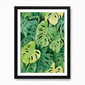 Monstera Leaves Seamless Pattern 1 Art Print