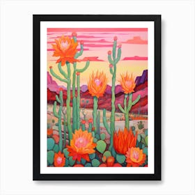Cactus In The Desert Painting Trichocereus 2 Art Print