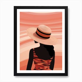 Silhouette Of A Woman In A Hat Art Print