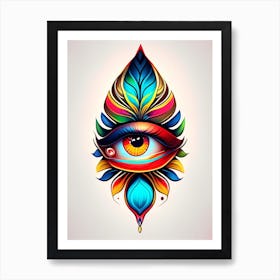 Wisdom, Symbol, Third Eye Tattoo 3 Art Print