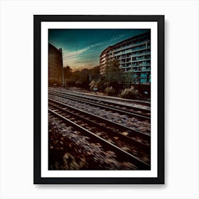 Train Tracks At Sunset Art Print