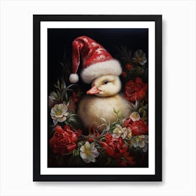 Traditional Christmas Duckling 1 Art Print