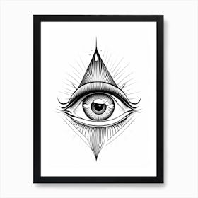 Intuition, Symbol, Third Eye Simple Black & White Illustration 3 Art Print
