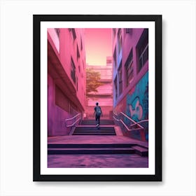 Skateboarding In Shanghai, China Futuristic 2 Art Print