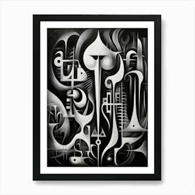 Symbiosis Abstract Black And White 1 Art Print