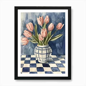 Pink Tulips In A Vase 1 Art Print