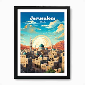 Jerusalem Israel Cityscape Modern Travel Illustration Art Print