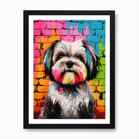 Aesthetic Shih Tzu Dog Puppy Brick Wall Graffiti Artwork Art Print