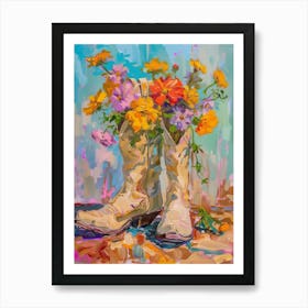 Cowboy Boots And Wildflowers 4 Art Print