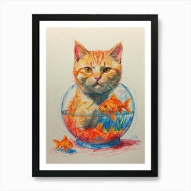 Cat In Fish Bowl 1 Art Print