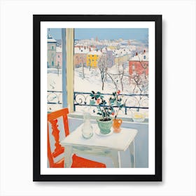 The Windowsill Of Vienna   Austria Snow Inspired By Matisse 1 Art Print