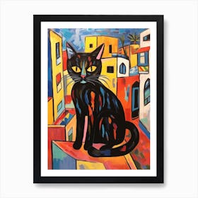 Painting Of A Cat In Tel Aviv Israel 2 Art Print