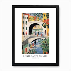 Ponte Santa Trinita, Florence Italy Colourful 4 Travel Poster Art Print